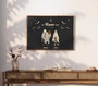 Halloween ghost family portrait canvas art, night sky with stars and crescent moon, personalized names for cozy bedroom decor