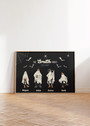 Halloween ghost family portrait custom canvas, fall palette with leaves and pumpkins, add family name for seasonal decor
