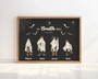 Halloween ghost family portrait canvas art with personalized family name and year, bats and moon, spooky living room decor