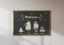 Halloween ghost family portrait custom canvas personalized with kids' names, playful ghosts, heartfelt gift for families