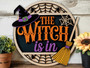Halloween Witch Wood Sign - Spooky Door Hanger For Halloween Decor