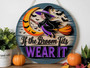 Personalized Halloween Witch Round Wood Sign - Spooky Decor For Front Door