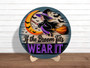 Personalized Halloween Witch Round Wood Sign - Spooky Decor For Front Door