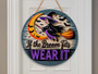 Personalized Halloween Witch Round Wood Sign - Spooky Decor For Front Door