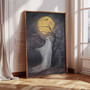 Personalized Spooky Halloween Canvas With Full Moon Graveyard Design - Eerie Wall Art For Living Room Decor