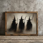 Vintage Halloween witches canvas wall art, spooky decor with witch silhouettes, perfect accent for living room