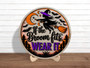 Personalized Spooky Witch Round Wood Sign - Halloween Witches Theme Door Decor