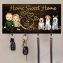 Personalized Unique Key Holder For Wall - Custom Home Sweet Home Decor - Dog Lover Gifts