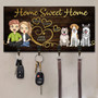 Personalized Unique Key Holder For Wall - Custom Home Sweet Home Decor - Dog Lover Gifts