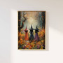 Halloween witches canvas wall art, mystical moonlit scene with flying silhouettes, perfect for living room or bedroom decor