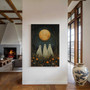 Moon Halloween Canvas Art - Whimsical Ghosts Under Full Moon - Cottagecore Fall Aesthetic For Spooky Wall DéCor