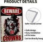 Beware Halloween Clown Decorations - Creepy Circus Yard Warning Metal Sign For Outdoor Scary Decor