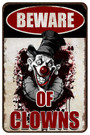 Beware Halloween Clown Decorations - Creepy Circus Yard Warning Metal Sign For Outdoor Scary Decor