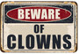Creepy Circus Yard Decor - Beware Halloween Clown Metal Sign For Spooky Outdoor Displays