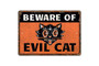 Beware Halloween Evil Cat Metal Sign - Rustic Vintage DéCor For Spooky Decorations