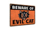 Beware Halloween Evil Cat Metal Sign - Rustic Vintage DéCor For Spooky Decorations