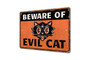 Beware Halloween Evil Cat Metal Sign - Rustic Vintage DéCor For Spooky Decorations
