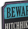 Spooky Haunted Mansion Beware Of Hitchhiking Ghosts Metal Sign For Halloween Wall Decor