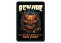 Beware Halloween Metal Sign - Scary Pumpkin Warning For Haunted House Decor
