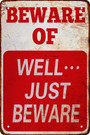 Funny Beware Halloween Metal Sign - Vintage Garage Decor For Men - Novelty Home Art