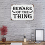 Rustic 'Beware' Halloween Metal Sign With Motivational Quotes For Living Room Or Kitchen Wall Hanger - Retro Halloween Decor