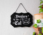 Beware Halloween Wood Sign - Cute Gothic Decor For Cat Lovers - Witchy Theme For Indoor Halloween Decoration