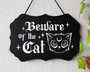 Beware Halloween Wood Sign - Cute Gothic Decor For Cat Lovers - Witchy Theme For Indoor Halloween Decoration