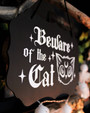 Beware Halloween Wood Sign - Cute Gothic Decor For Cat Lovers - Witchy Theme For Indoor Halloween Decoration