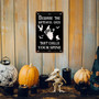Beware Halloween Vintage Metal Sign With Witch And Ghost - Spooky Autumn Decor For Home And Kitchen