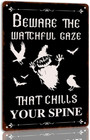 Beware Halloween Vintage Metal Sign With Witch And Ghost - Spooky Autumn Decor For Home And Kitchen