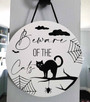Personalized Beware Halloween Cat Wood Sign For Spooky Fall Decor