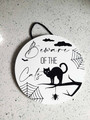 Personalized Beware Halloween Cat Wood Sign For Spooky Fall Decor