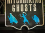 Beware Of Hitchhiking Ghosts - Painted Solid Wood Halloween Sign For Spooky Outdoor DéCor