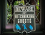Beware Of Hitchhiking Ghosts - Painted Solid Wood Halloween Sign For Spooky Outdoor DéCor