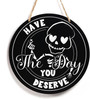 Humorous Skeleton Wood Sign - Gothic Halloween Wall Art For Front Door, Home & Office Decoration