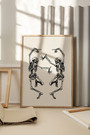 Trendy Skeleton Wall Art Canvas - Minimalist Boho Halloween Decor For Living Room