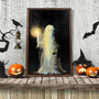 Vintage Ghost Halloween Canvas Wall Art - Wooden Framed Aesthetic DéCor For Bedroom