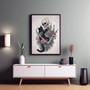 Gothic Skeleton And Black Cat Canvas - Dark Floral DéCor For Living Room