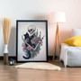 Gothic Skeleton And Black Cat Canvas - Dark Floral DéCor For Living Room