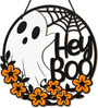 Halloween Ghost Flowers Wooden Sign Welcome Front Door Hanger For Home & Party Decor