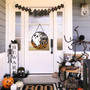 Halloween Ghost Flowers Wooden Sign Welcome Front Door Hanger For Home & Party Decor