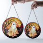 Halloween Ghost Stained Glass Suncatcher - Light Catcher Window Hangings - Spooky Home Decor