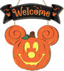Halloween Welcome Wooden Mouse Sign - Fun Pumpkin Design For Front Door And Home Decor