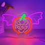 Halloween Pumpkin LED Neon Sign - Dimmable Wall Decor For Bedroom, Party, Or Bar