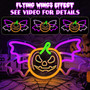 Halloween Pumpkin Neon Sign With Bat Wings - Dimmable LED Light For Halloween Decorations - Perfect For Party Wall Decor