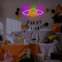 Halloween Pumpkin Neon Sign With Bat Wings - Dimmable LED Light For Halloween Decorations - Perfect For Party Wall Decor