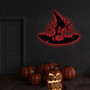 Personalized Halloween Pumpkin Witch Hat Metal Wall Art– Custom Name Decor For Spooky Season, Indoor & Outdoor