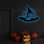 Personalized Halloween Pumpkin Witch Hat Metal Wall Art– Custom Name Decor For Spooky Season, Indoor & Outdoor