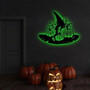 Personalized Halloween Pumpkin Witch Hat Metal Wall Art– Custom Name Decor For Spooky Season, Indoor & Outdoor