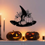 Personalized Halloween Pumpkin Witch Hat Metal Wall Art– Custom Name Decor For Spooky Season, Indoor & Outdoor